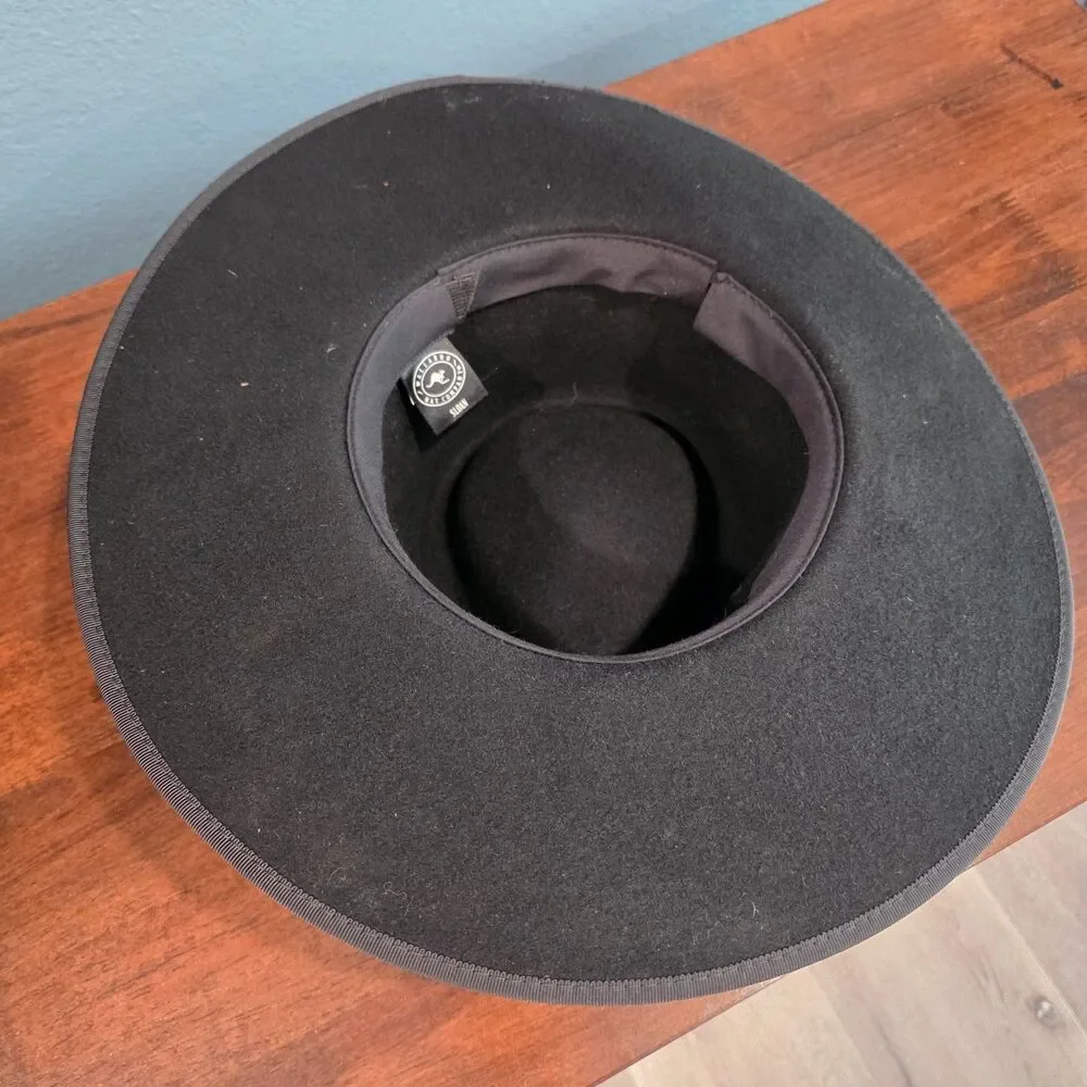 Wallaroo Sloan Women's Hat Fedora Black Wool-Felt UPF 50+ Wide Brim READ